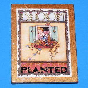Vintage ME DESIGNS "Bloom Where You Are Planted" Brooch Pin 1984 Flowers Signed